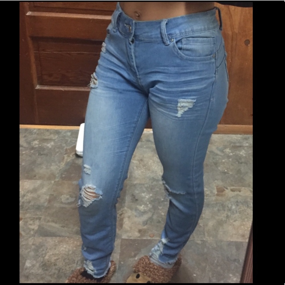 Cute blue ripped jeans